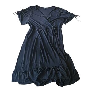 Torrid Size 3 Black A-line Midi Wrap Dress